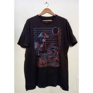 Into The AM Unnatural Forces Graphic T-Shirt Psychedelic UFO Palm Trees SZ XL